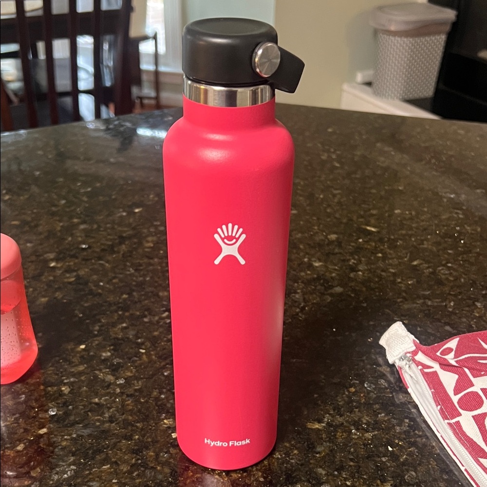 Hydro Flask Pink Bottle with Black Lid